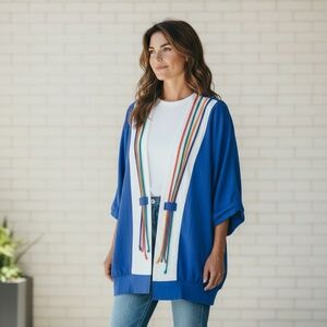 Vintage Teddi Windbreaker Jacket Womens S Blue Colorblock Dolman Sleeve